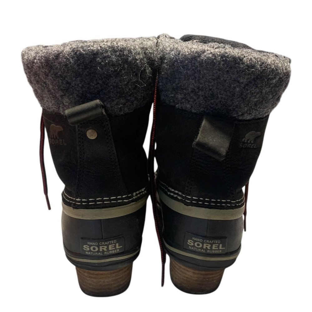 SOREL Gray + Black Slimpack II Waterproof Lace-Up Women's Duck Boots Size 8.5 - Picture 7 of 9